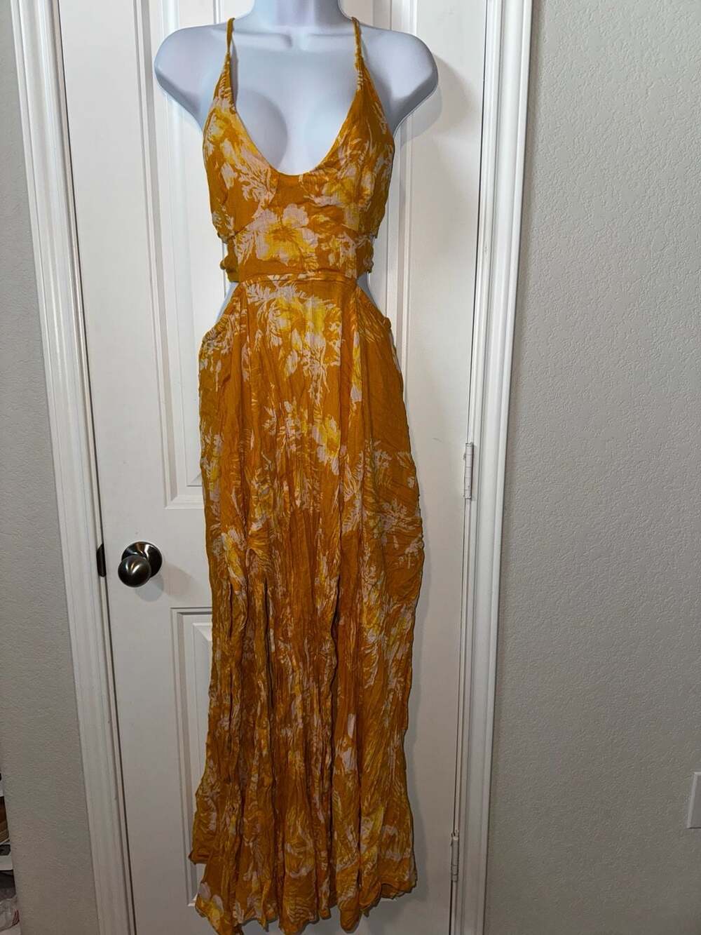 Free People Lille Maxi Dress in Hawaii Honey Yellow Floral